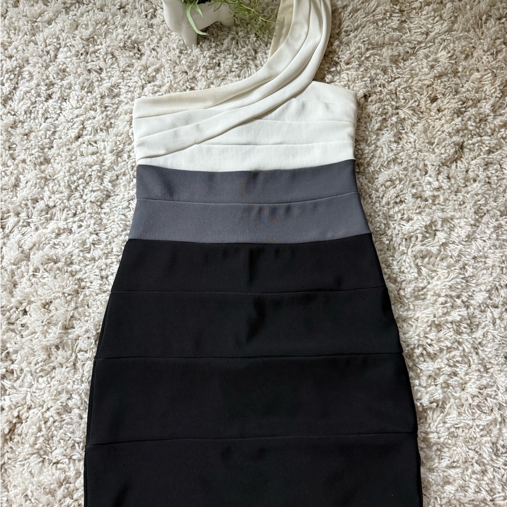 Multicolored Asymmetrical One Shoulder Bodycon Dress